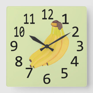 Bunch of Bananas Painting Large Black Numbers Square Wall Clock