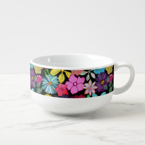 BUNCH OF BEAUTIFUL  PRETTY COLOURED FLORALS SOUP MUG