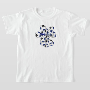 bunch of blue black soccer balls athlete name T-Shirt