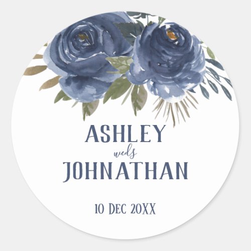 Bunch of Blue Roses Style Wedding Classic Round Sticker