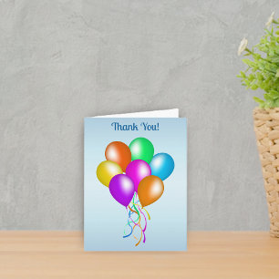 Bunch of Bright Colourful Balloons With Ribbons Letterpress Thank You Card