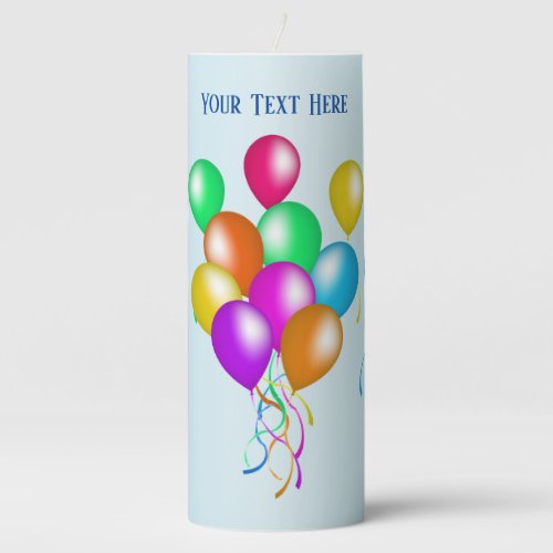 Bunch of Bright Festive Balloons Multiple Colors Pillar Candle