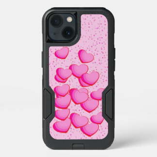 Bunch of Bright Pink Hearts on Polka Dots iPhone 13 Case