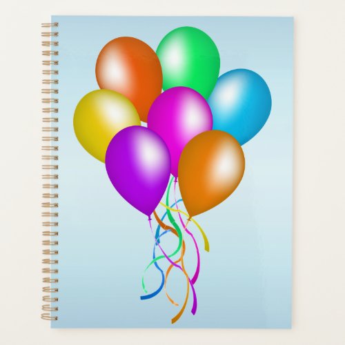 Bunch of Bright Vibrant Balloons Multi Colors Blue Planner