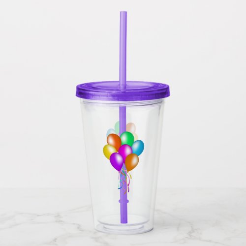 Bunch of Bright Vibrant Balloons Streamers Colors Acrylic Tumbler