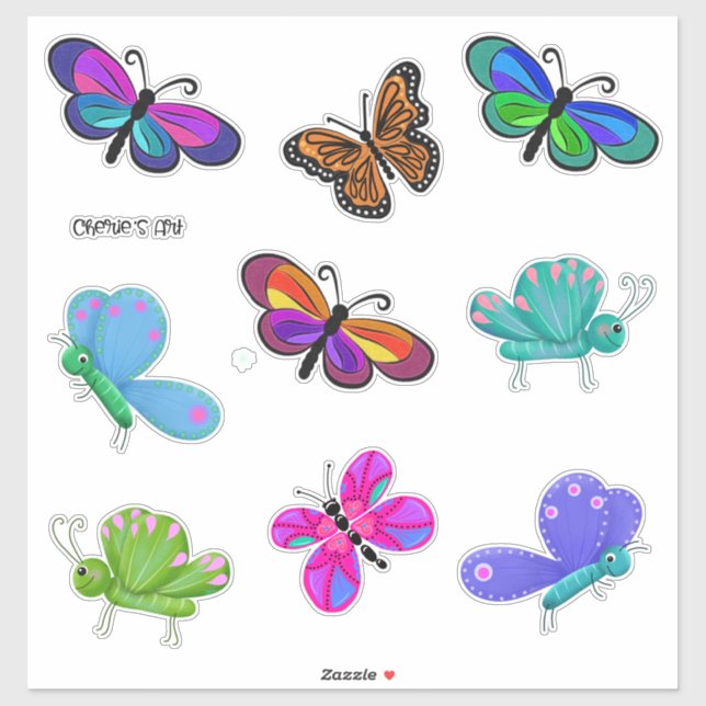 Bunch of Butterflies Whimsical and Cute  Sticker (Sheet)