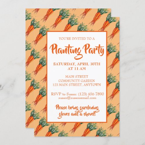 Bunch of Carrots Orange Vegetable Garden Party Invitation