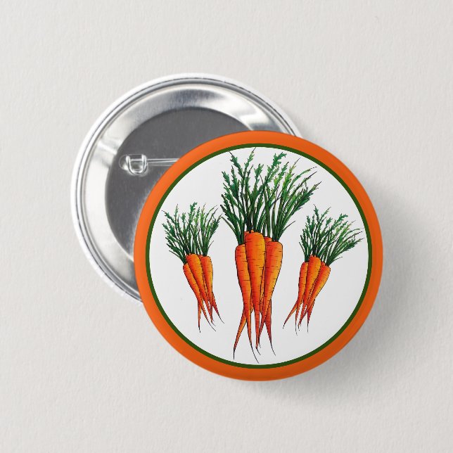 Bunch of Carrots Orange Vegetable Veggie Garden Button (Front & Back)