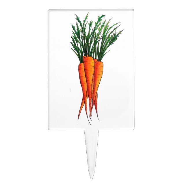 Bunch of Carrots Orange Vegetable Veggie Garden Cake Topper (Front)