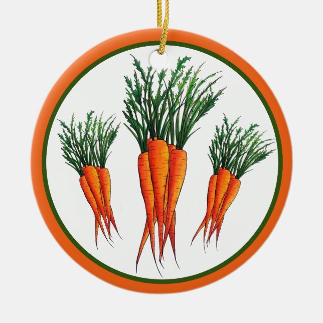 Bunch of Carrots Orange Vegetable Veggie Garden Ceramic Ornament (Front)