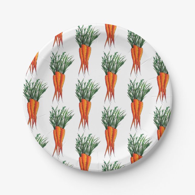 Bunch of Carrots Orange Vegetable Veggie Garden Paper Plates (Front)