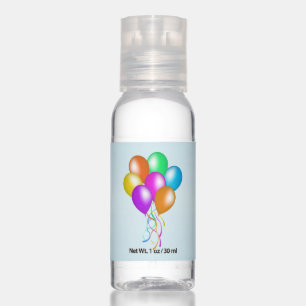 Bunch of Colorful Festive Balloons Streamers Blue Hand Sanitizer