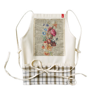 Bunch of Colorful Flowers On A Dictionary Page Zazzle HEART Apron