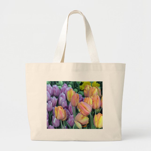 Bunch of colorful tulips large tote bag (Front)