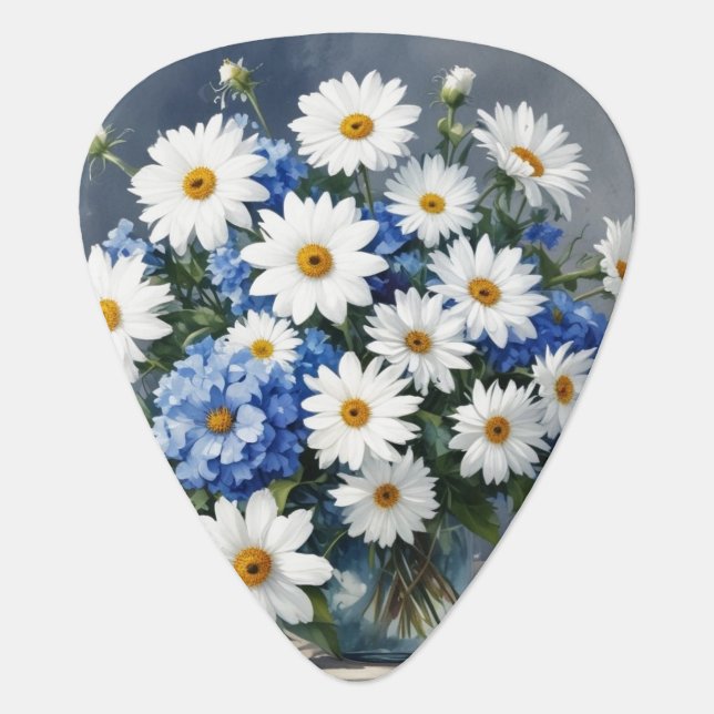 Bunch of Flowers Elegant Daisies Watercolor Guitar Pick (Front)