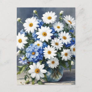 Bunch of Flowers Elegant Daisies Watercolor Postcard