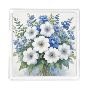 Bunch of Flowers Elegant Watercolor Acrylic Tray