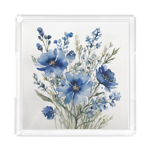 Bunch of Flowers Elegant Watercolor Acrylic Tray