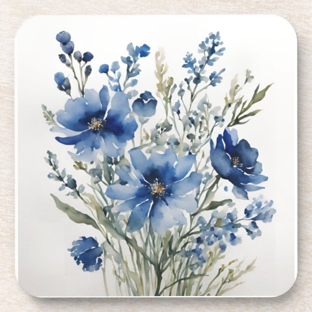 Bunch of Flowers Elegant Watercolor Beverage Coaster (Front)