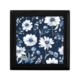 Bunch of Flowers Elegant Watercolor Blue Gift Box