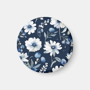 Bunch of Flowers Elegant Watercolor Blue Magnet