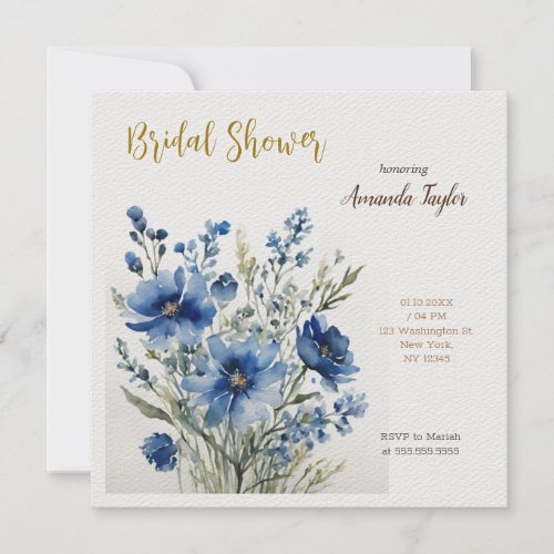 Bunch of Flowers Elegant Watercolor Bridal Shower Invitation