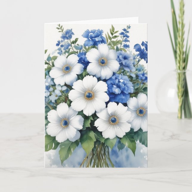 Bunch of Flowers Elegant Watercolor Card (Front)