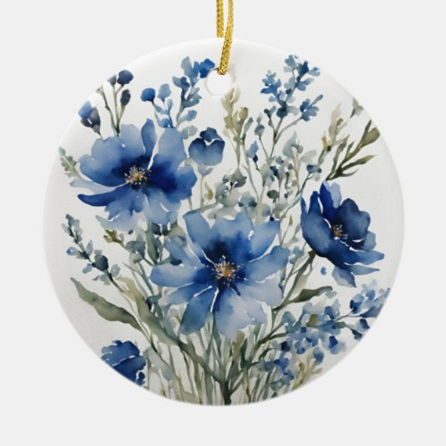 Bunch of Flowers Elegant Watercolor Ceramic Ornament