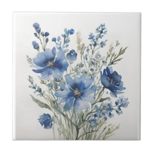 Bunch of Flowers Elegant Watercolor Ceramic Tile