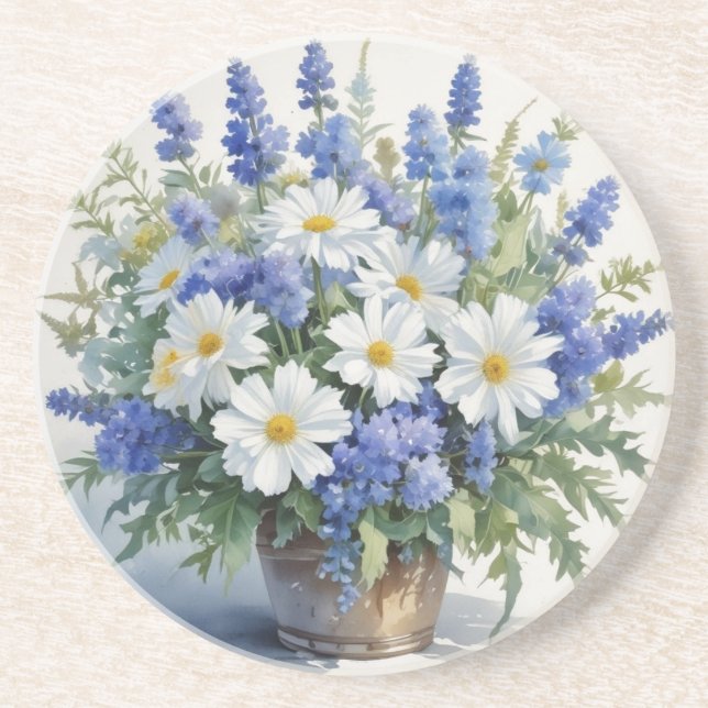 Bunch of Flowers Elegant Watercolor Coaster (Front)