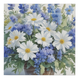 Bunch of Flowers Elegant Watercolor Faux Canvas Print