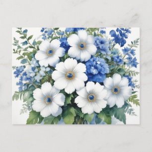 Bunch of Flowers Elegant Watercolor Holiday Postcard
