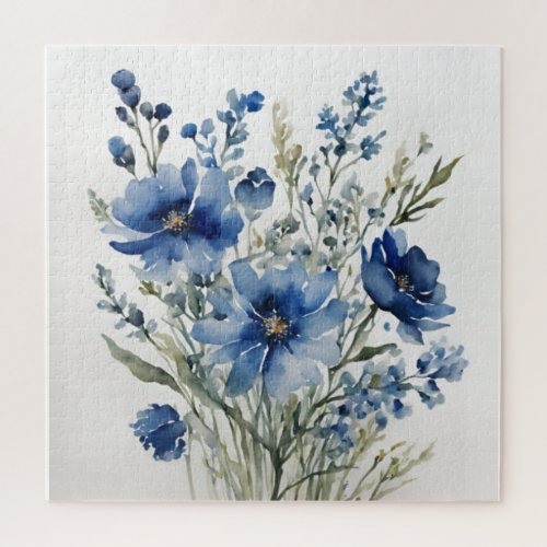Bunch of Flowers Elegant Watercolor Jigsaw Puzzle