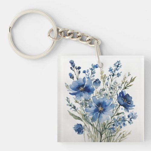 Bunch of Flowers Elegant Watercolor Keychain