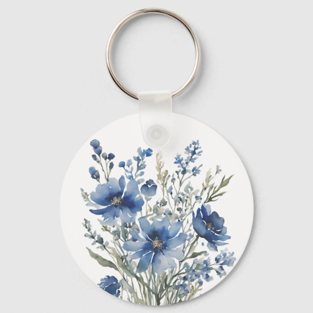 Bunch of Flowers Elegant Watercolor Keychain (Front)