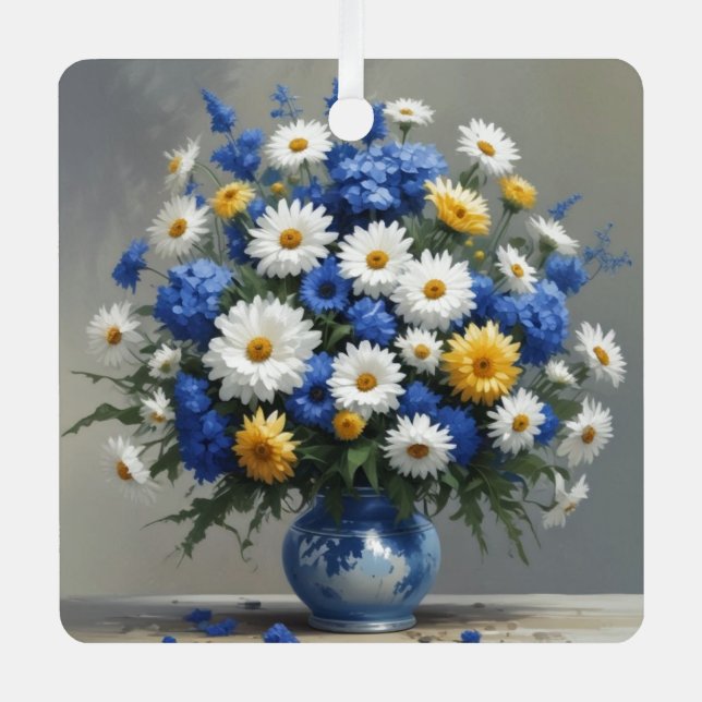Bunch of Flowers Elegant Watercolor Metal Ornament (Front)