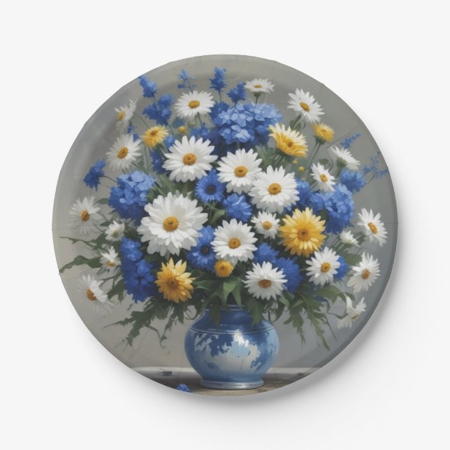 Bunch of Flowers Elegant Watercolor Paper Plates (Front)