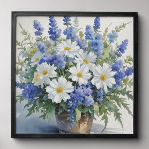 Bunch of Flowers Elegant Watercolor Peel And Stick Photo Tile