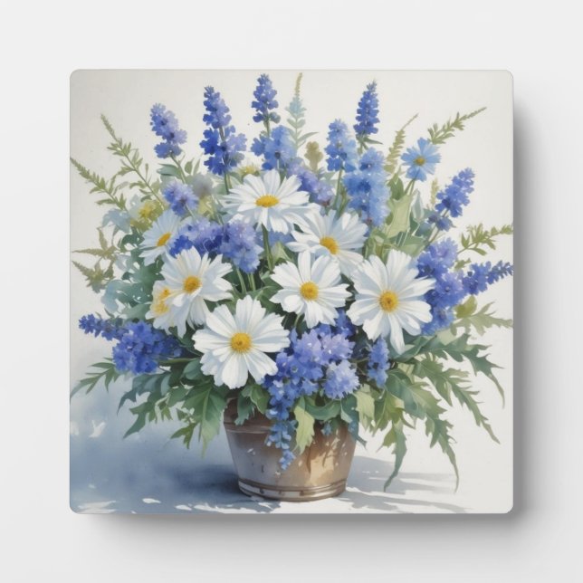Bunch of Flowers Elegant Watercolor Plaque (Front)