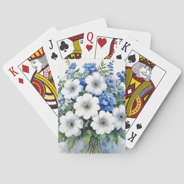 Bunch of Flowers Elegant Watercolor Poker Cards (Back)