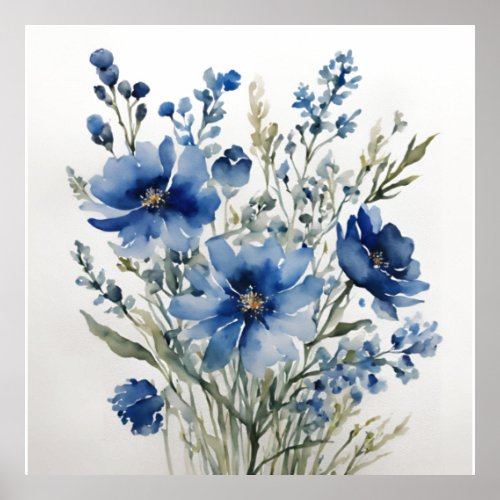 Bunch of Flowers Elegant Watercolor Poster