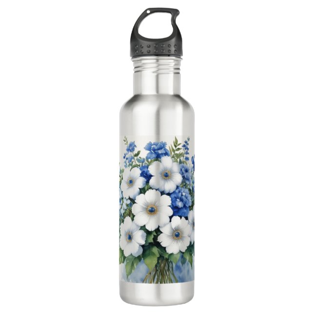 Bunch of Flowers Elegant Watercolor Stainless Steel Water Bottle (Front)