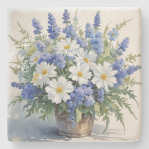 Bunch of Flowers Elegant Watercolor Stone Coaster