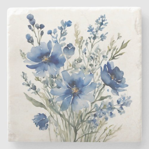 Bunch of Flowers Elegant Watercolor Stone Coaster