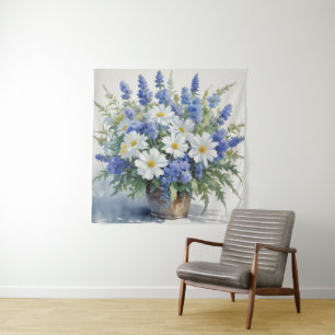 Bunch of Flowers Elegant Watercolor Tapestry