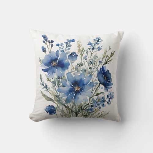 Bunch of Flowers Elegant Watercolor Throw Pillow