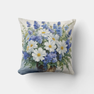 Bunch of Flowers Elegant Watercolor Throw Pillow