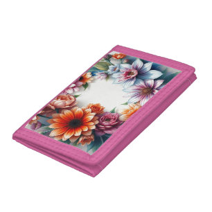 Bunch of Flowers Elegant Watercolor Trifold Wallet