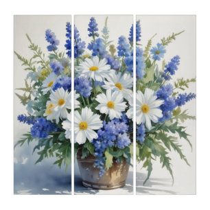 Bunch of Flowers Elegant Watercolor Triptych