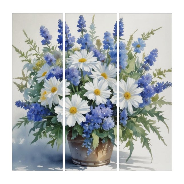 Bunch of Flowers Elegant Watercolor Triptych (Front)